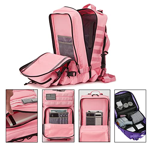 45L Military Tactical Backpacks for Women GYM Fitness Molle Army Assault Pack 3 Day Bug Out Bag Hiking Trekking Rucksack (3.3 Pink)
