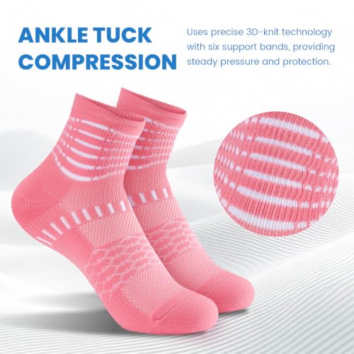 Ankle Compression Socks Women Men Plantar Fasciitis Relief 3 Pairs (Large / Pink+purple+blue-diamond(3 Pairs))