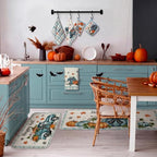 10 Pcs Fall Thanksgiving Pumpkin Kitchen Decor Set (Light Blue / Classic Pumpkins)