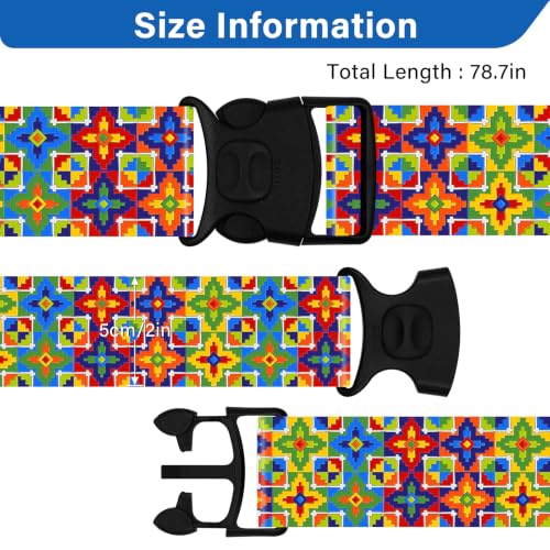 Luggage Straps for Suitcases (Green Print)