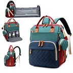 Diaper Bag Backpack with Changing Station (Green-blue-red)