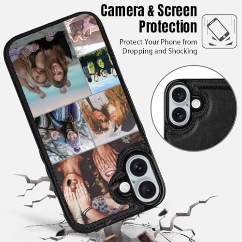 Custom Wallet Phone Case for iPhone 16 Plus (Black-C / iPhone 16 Plus)