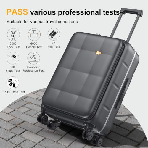 24 Inch Checked Luggage Hardside Suitcase Top Opening (24 Inch / Charcoal Grey)