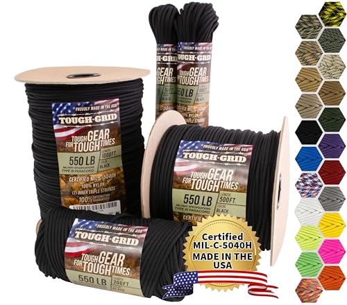550 Paracord 100% Nylon (Black / 50 Ft.)