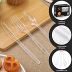 90 Pieces Transparent Plastic Cutlery Set (Transparent)