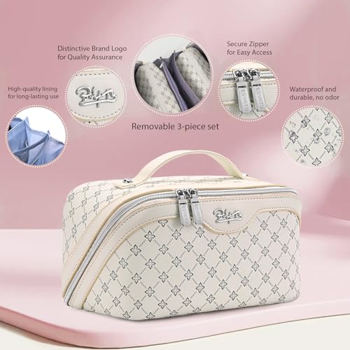 Travel Makeup Bag Cosmetic Bags for Women (A-8-White)