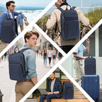 Backpack for Men Slim & Expandable Travel Laptop Backpack with USB Charging Port Water Resistant Anti (Navy Blue / 17.3”)
