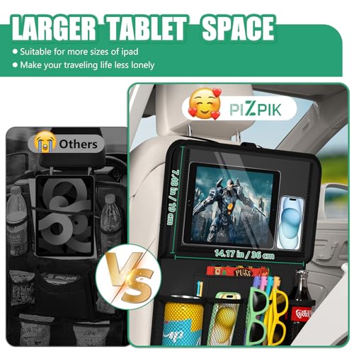 Car Backseat Organizer with Tray (Black / 2pack)