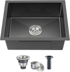 22 x 18 Inch Undermount Kitchen Sink, 18 Gauge Stainless Steel Handmade Single by DROPINKITCHENSINK