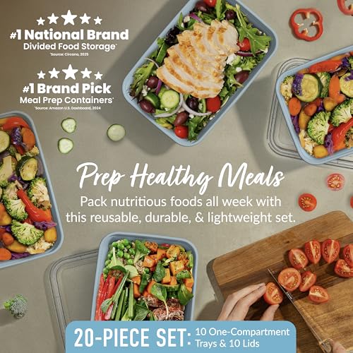 Prep Meal Prep Containers with Lids (Sky)