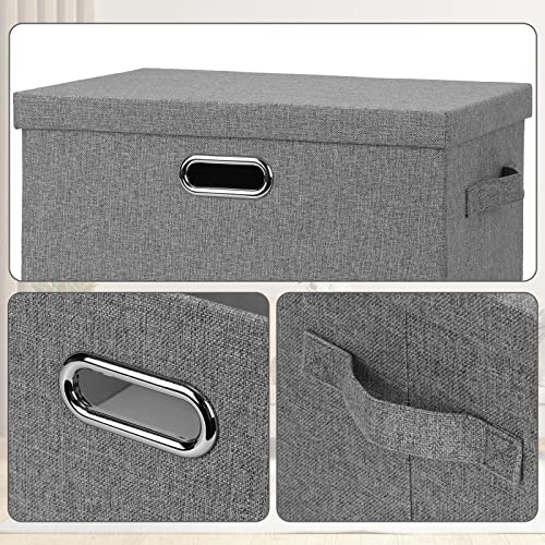 Large 17" 36 Quart Collapsible Stackable Storage Bins with Lids (Gray1 / Large -3 Pack)