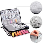Electronics Organizer Travel Case Cord Cable Charger Organizer Bag Travel Accessories Essentials for Women Men Double Layers Tech Pouch with 5 Cable Ties for Phone Power Bank SD Card USB (A-black)