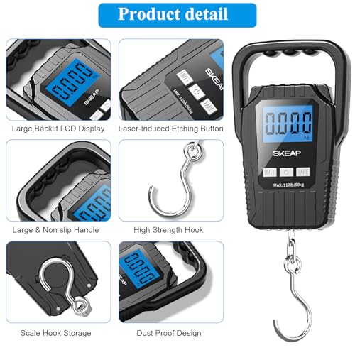 Digital Fish Scale Hanging Scale Fishing Scale (Black)