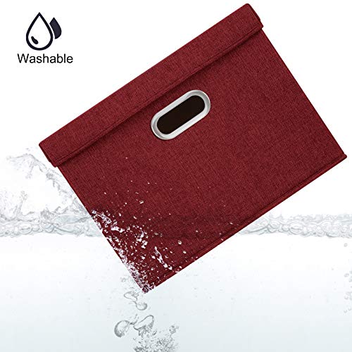 Collapsible Storage Bins With Lids (2-Pack Large / Red Wine)