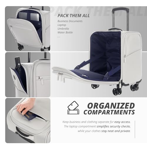 Underseat Carry On Luggage with Wheels (Cloud Gray / 14.5-Inch Plus Underseat)