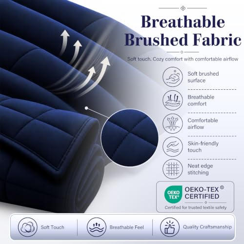 Weighted Blanket for Adults 25lbs （Queen Size (03-navy Blue / 60" x 80" | 25lbs)