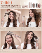7-in-1 Air Multi-Styler & Hair Dryer Brush with Auto-Wrap Curlers (Pink)