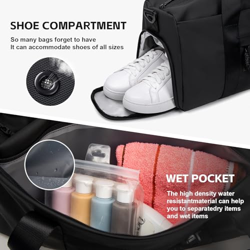 Small Gym Bag Duffel Bag for Men Women with Shoe Compartment Ideal for Sports (Duffel Bag)