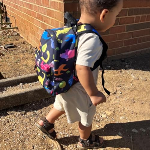 Toddler Backpack Leash with Anti Lost Wrist Link (Black/Dino, Blue Link)