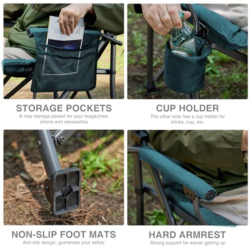 Padded Oversized Folding Camping Chair for Adults (Green)