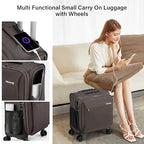 16 Inch Underseat Carry On Luggage with Wheels Small Suitcase Softside Luggage Bags for Travel Lightweight Suitcases with Wheels Travel Luggage Personal Item for Men and Women (Coffee / 16 Inch)