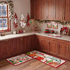 10 Pcs Christmas Gingerbread Man Kitchen Decor and Accessories Set Kitchen Towels Pot Holders Oven Mitts and Rugs for Baking Cooking BBQ Mom Housewarming Gifts (White,green,red / Cute Gingerbread Man)