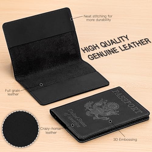 Premium Leather Passport Holder Covers (Black)