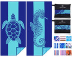 Microfiber Beach Towel with Bag Oversized 71x32 Sand Free 2 Pack (2 Pack Turtle Seahorse / 71"x32")
