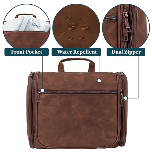 Large Hanging Toiletry Bag for Men (Brown / Large)