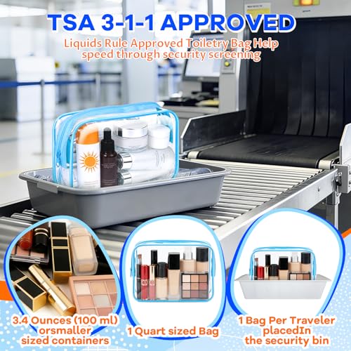 12PCS Clear Makeup Bag Transparent PVC Makeup Bag Waterproof Plastic Zipper Pouches Travel Toiletry Organizer Cosmetic Storage Case for Women Traveling Bathroom (Medium / Blue)