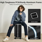 20 Inch Carry On Luggage with Cup Holder and USB Ports (Jet Black / Non-Expandable 20 Inch)