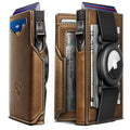 Men Airtag Leather Wallet Metal Case Money Clip (Tiger Eye4328)