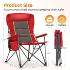 Heavy Duty 550LBS Padded Camping Chairs with Lumbar Support (Red / 1PC)