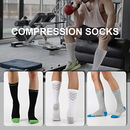 Compression Crew Socks for Men 15 (Large-X-Large / White-black-green-grey (4 Pairs))