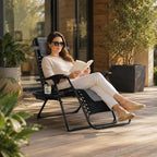 Oversized Zero Gravity Chair (Light Gray & Black / Set of 2)