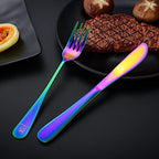 Travel Utensils Set Stainless Steel with Carrying Case (Rainbow)