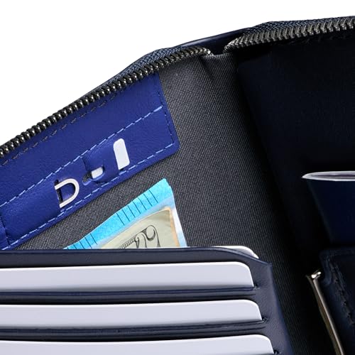 Travel Folio Leather Passport Wallet (Navy)