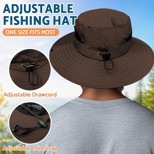 Sun Hats for Men Women Wide Brim Bucket Hat Brown (Brown (With Mesh))