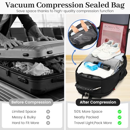 Vacuum Seal Backpack for Travel with Pump (17.3 / Black Q)