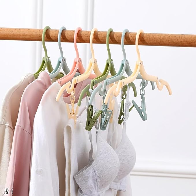 24 Pcs Travel Hangers with 48 Pcs Clips, Portable Folding Clothes Hangers - Image 4