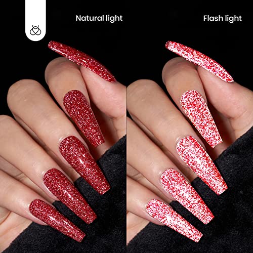Beetles Red Gel Nail Polish (C - Flakie Red | Ruby Crown)