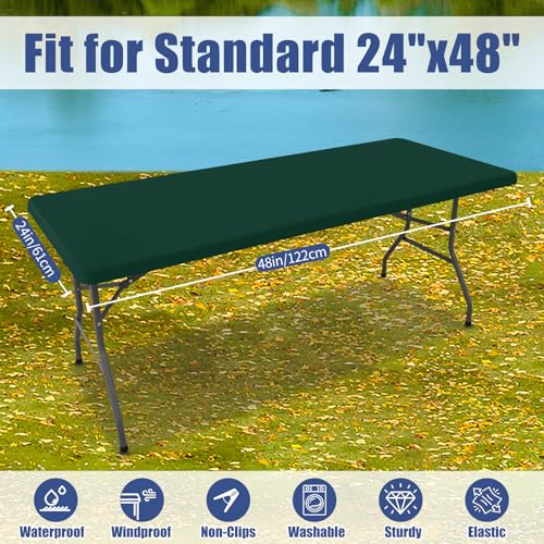 2 Pack Rectangle Spandex Fitted Table Cloth (Hunter Green / 48" x 24" (Rectangular))