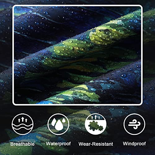 Adult Rain Poncho Waterproof Hooded Zipper Raincoat with Pockets (Starry Night Over the Rhone)