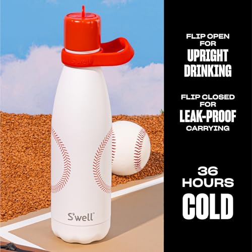 Stainless Steel Water Bottle with Flip Straw Cap and Handle (Home Run / 17 Ounces)