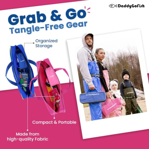 Kids Fishing Pole For Boys (2 Pack- Blue + Pink (Complete Set) / 4ft)