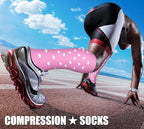 Compression Socks for Women & Men Circulation (Large-X-Large / 35 Purple/Pink/Pink)