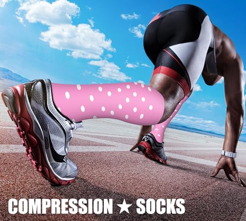 Compression Socks for Women & Men Circulation (Large-X-Large / 35 Purple/Pink/Pink)