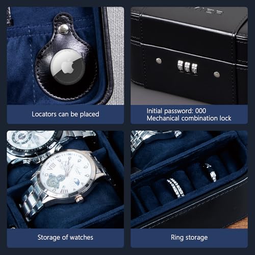 Watch Travel Case with Combination Lock (Black)