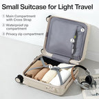 14 Inch Underseat Carry On Luggage with Wheels (14 Inch / Ivory White)