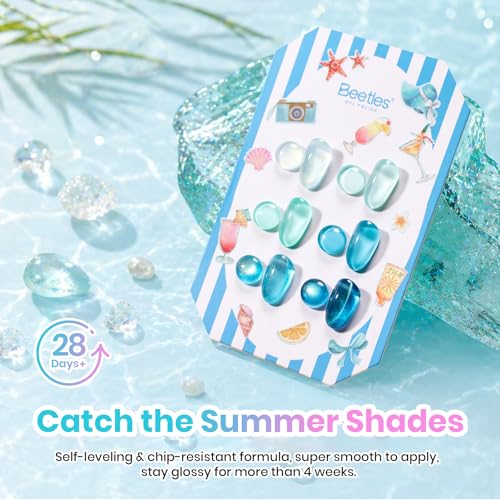 Beetles Blue Gel Nail Polish Set (A - Blue White Pink | Shore Light)